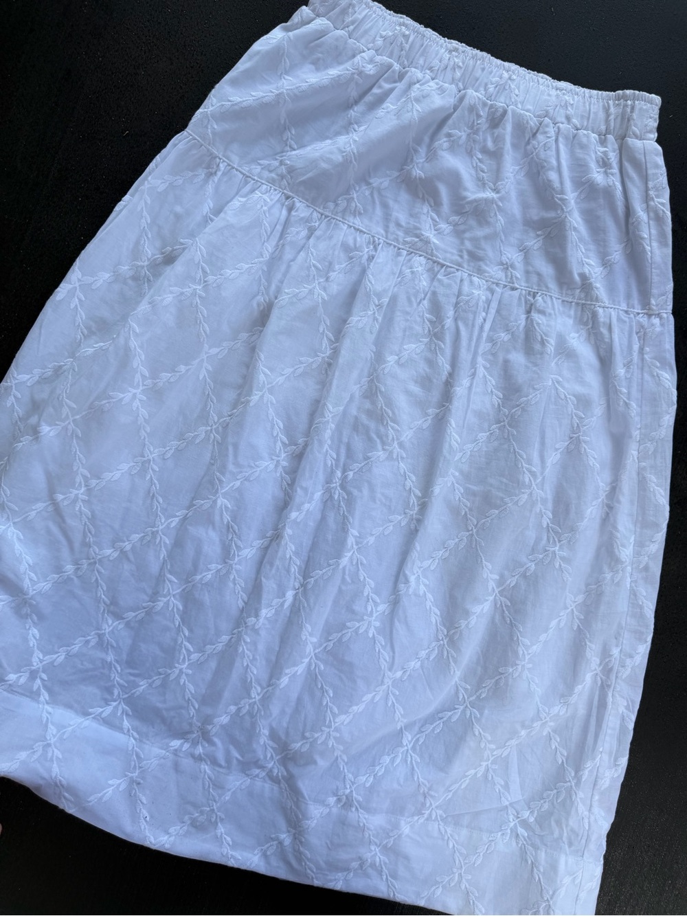 Loft White Embroidered Tiered Skirt